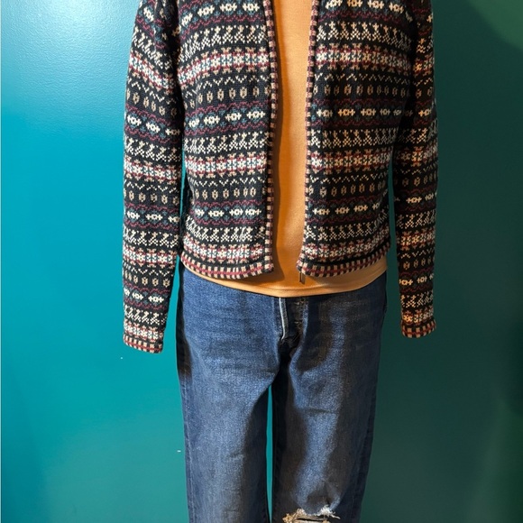 Paul Harris Vintage Design Black and White Zip Up Sweater with Nordic Design - Picture 7 of 10